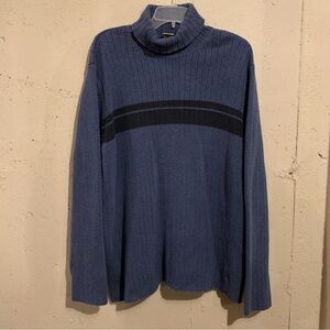 Vintage Turtleneck Sweater Long Sleeve Knit Pullover Blue Mens Size XXL